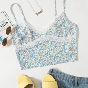Lace Trim Ditsy Floral Cami Top