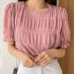 DAZY Textured Puff Sleeve Blouse