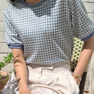 DAZY Gingham Contrast Binding Tee