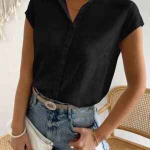 Solid Button Up Blouse