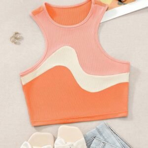 Color Block Ribbed Knit Tank Top