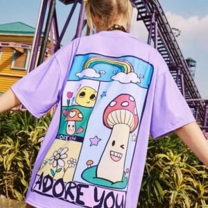 ROMWE Street Life 1pc Cartoon Graphic Oversized Tee